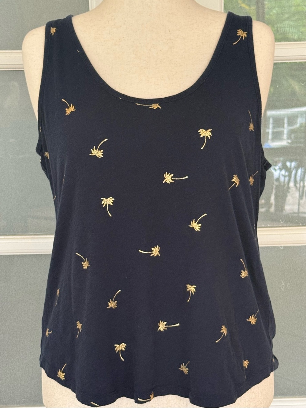 LOFT Outlet Navy Palm Tree Tank Top Size L